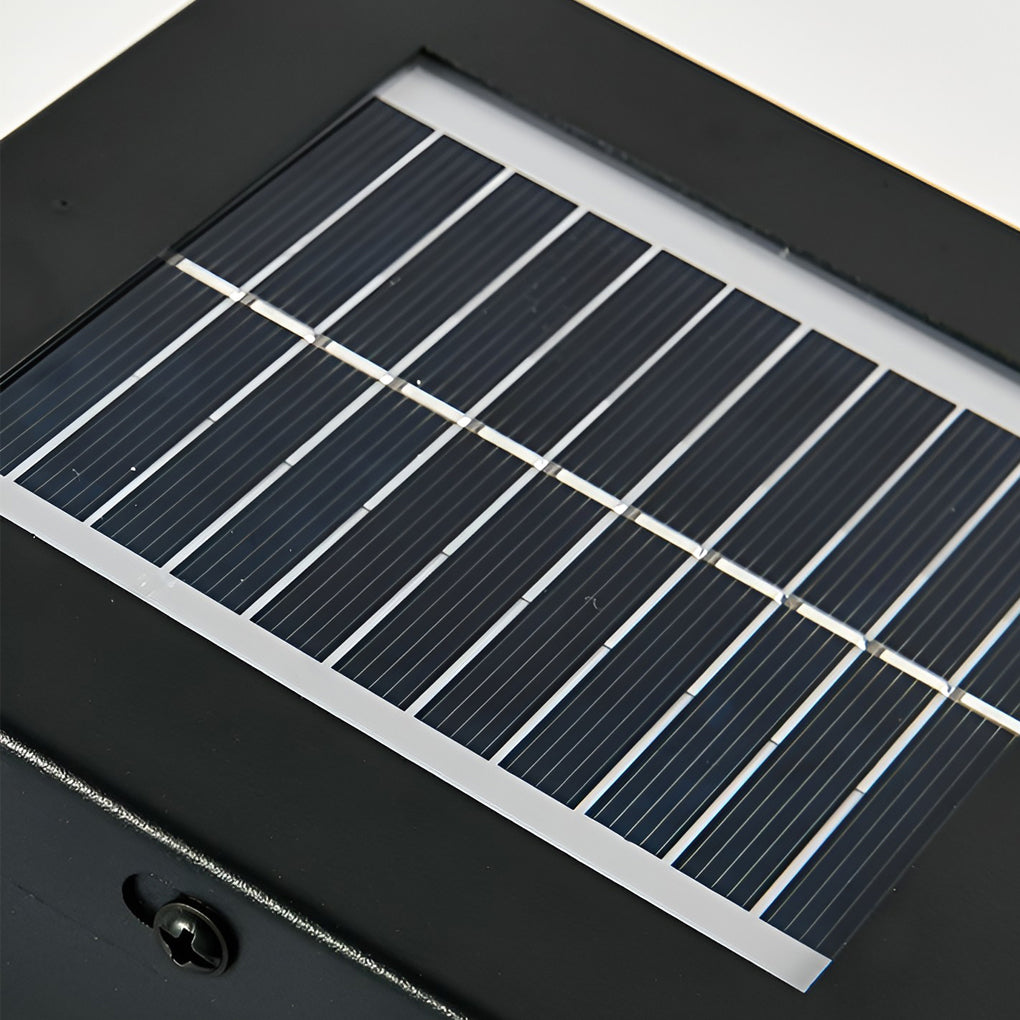 Square Industrial Solar Bollard Light — Black Iron and Acrylic, E27, Three-Step Dimming, Remote Control, IP65 Weatherproof
