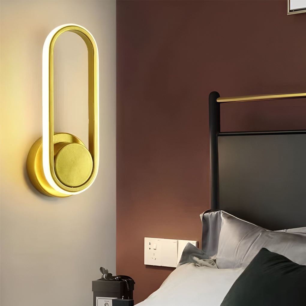 330° Rotatable Rounded-Rectangular LED Wall Sconce — Metal, Silicone Shade, Modern, Gold / Black / White