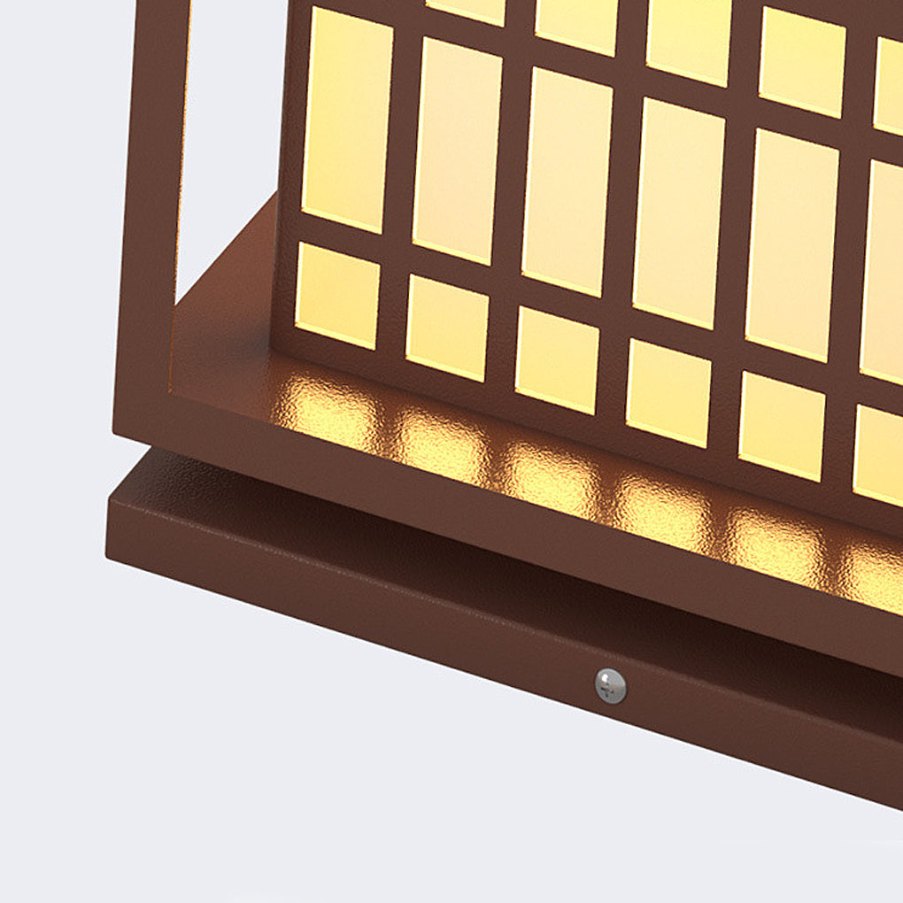 Modern Square Outdoor Pillar Light — Stainless Steel, Brown, LED, IP65 Weatherproof, 3000K Warm White