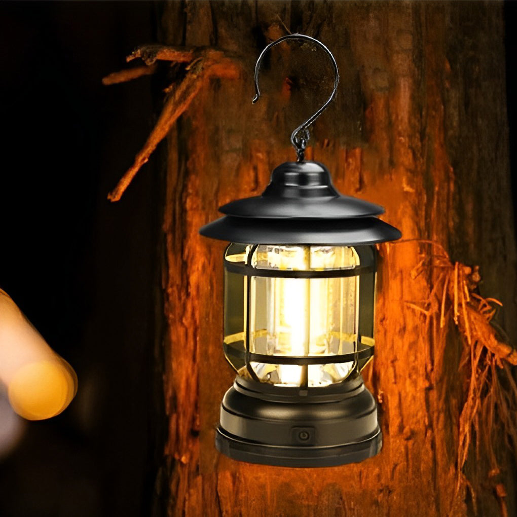 Retro Portable Camping Lantern — LED, USB-C Rechargeable, IP65 Waterproof, 3000K–6000K Adjustable
