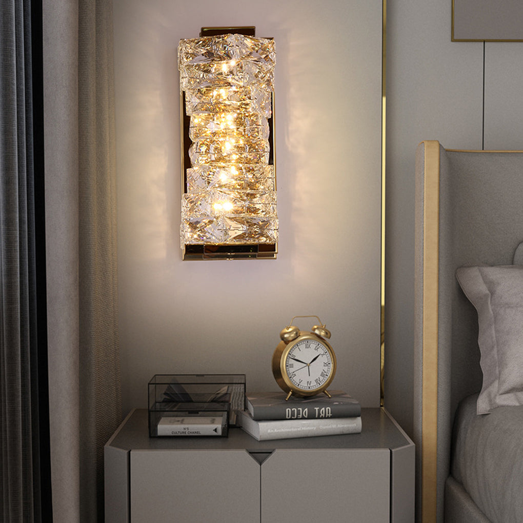 Modern Crystal Wall Sconce — Stainless Steel, 10W LED, Three-Step Dimming (3000K/4000K/6000K)