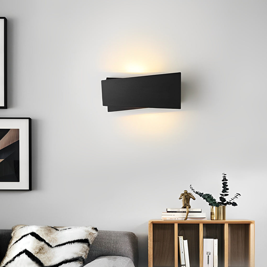 Modern Folding Rectangular Wall Sconce — Iron, Up/Down LED, E14 3W × 2, Warm White 3000K