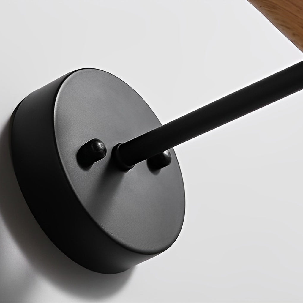 Retro Industrial Plug-in Wall Sconce — Wood and Iron, E27 LED, 12", Black or White