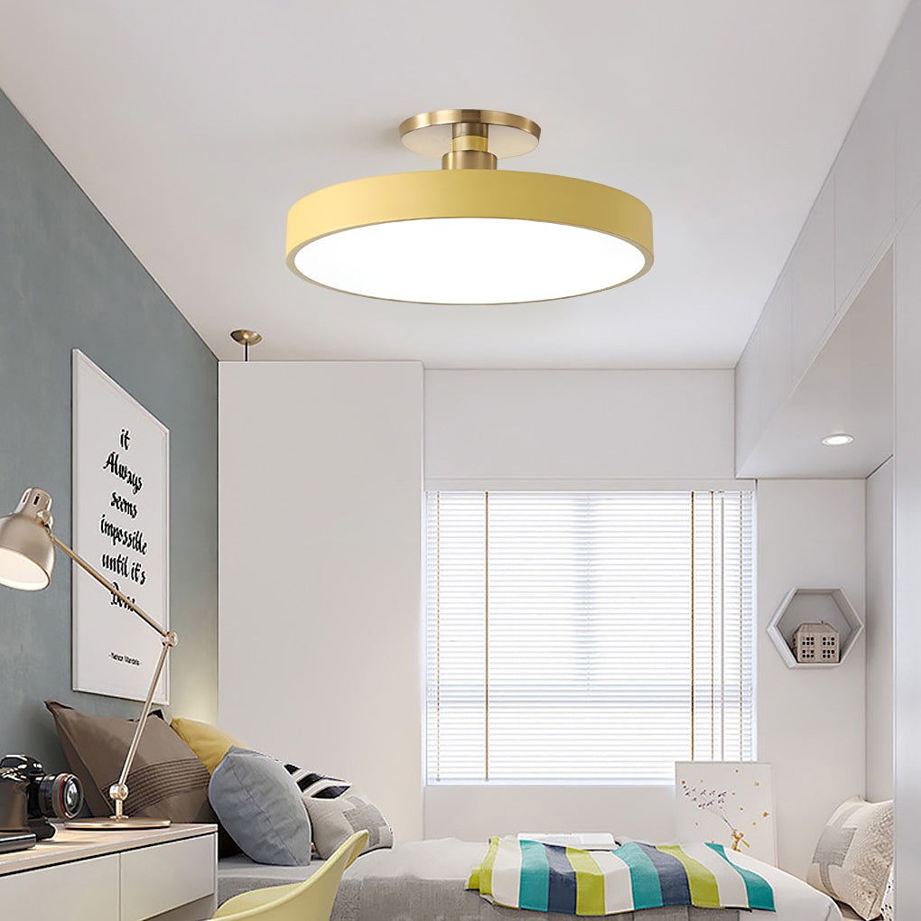 Circular LED Semi-Flush Mount Ceiling Light — Acrylic & Metal, 28W, 3000K/4000K/5000K, 16" Diameter