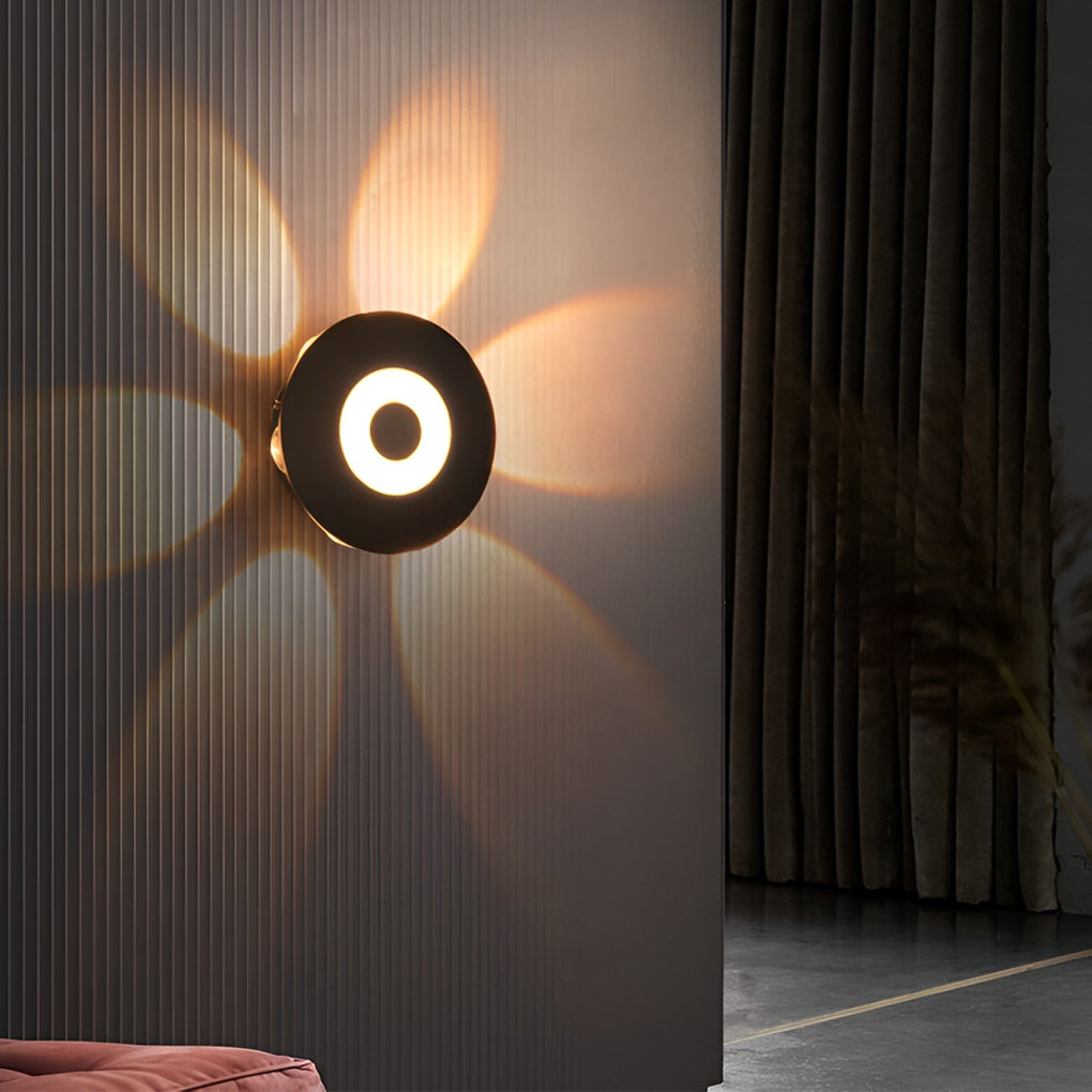 Modern Round Waterproof Black LED Wall Washer Sconce Light