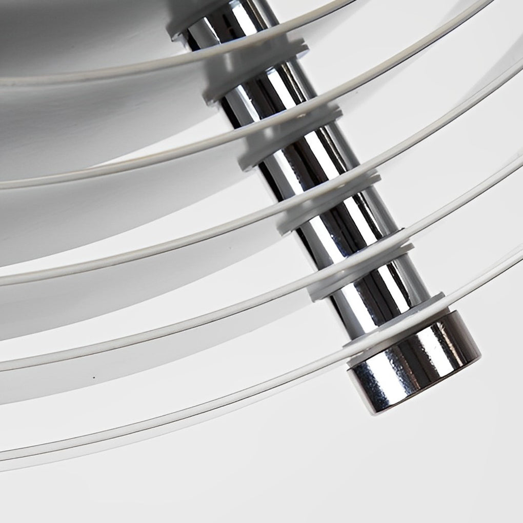 360° Rotatable Circular Pendant Light — Polished Iron, White, E27, 14" Diameter, 47" Adjustable Cord