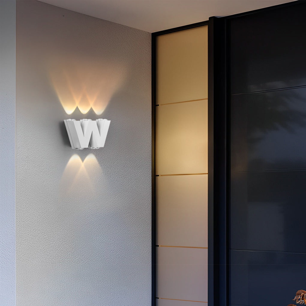 Modern Waterproof LED Outdoor Wall Sconce Lighting with N/V/W Letters - Creative Design