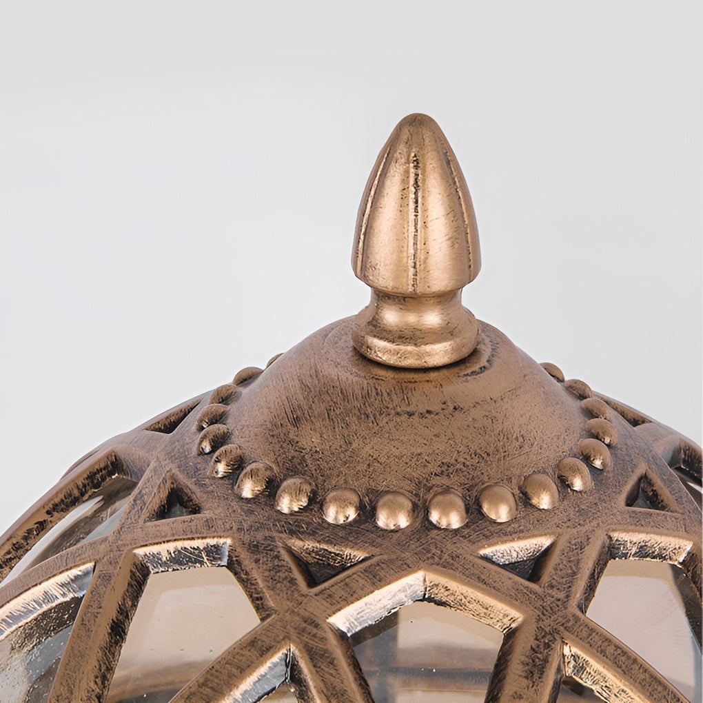 Round Glass Outdoor Post Cap Light — Aluminum, E27, Waterproof, Black or Bronze