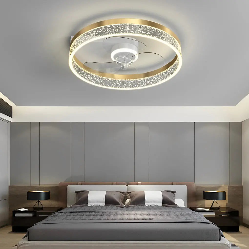 Modern Round Bladeless Ceiling Fan Lamp with Intelligent LED and Silent Operation Luxe