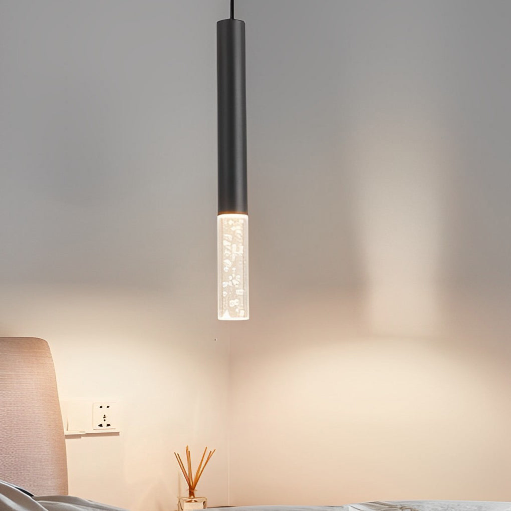 Minimalist Black LED Mini Pendant — Aluminum and Bubble Acrylic, Adjustable 78" Cord