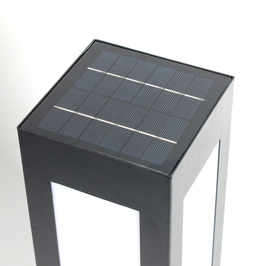 Modern Black Solar Bollard Light — Galvanized Steel & Acrylic, 10W LED, IP65 Weatherproof, 3000K Warm White