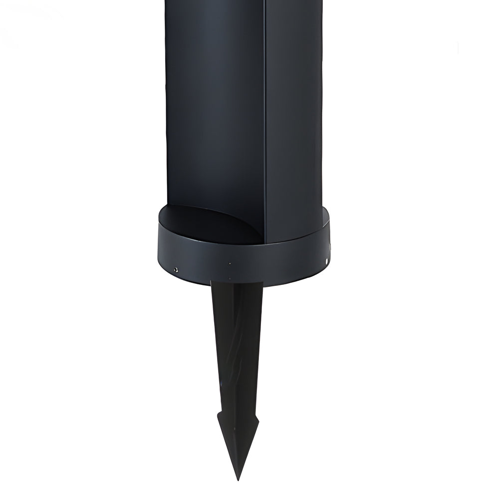 Contemporary Outdoor Cylinder Bollard Light — Aluminum and Frosted Glass, LED, Solar or Hardwired, IP65, 15W, Black