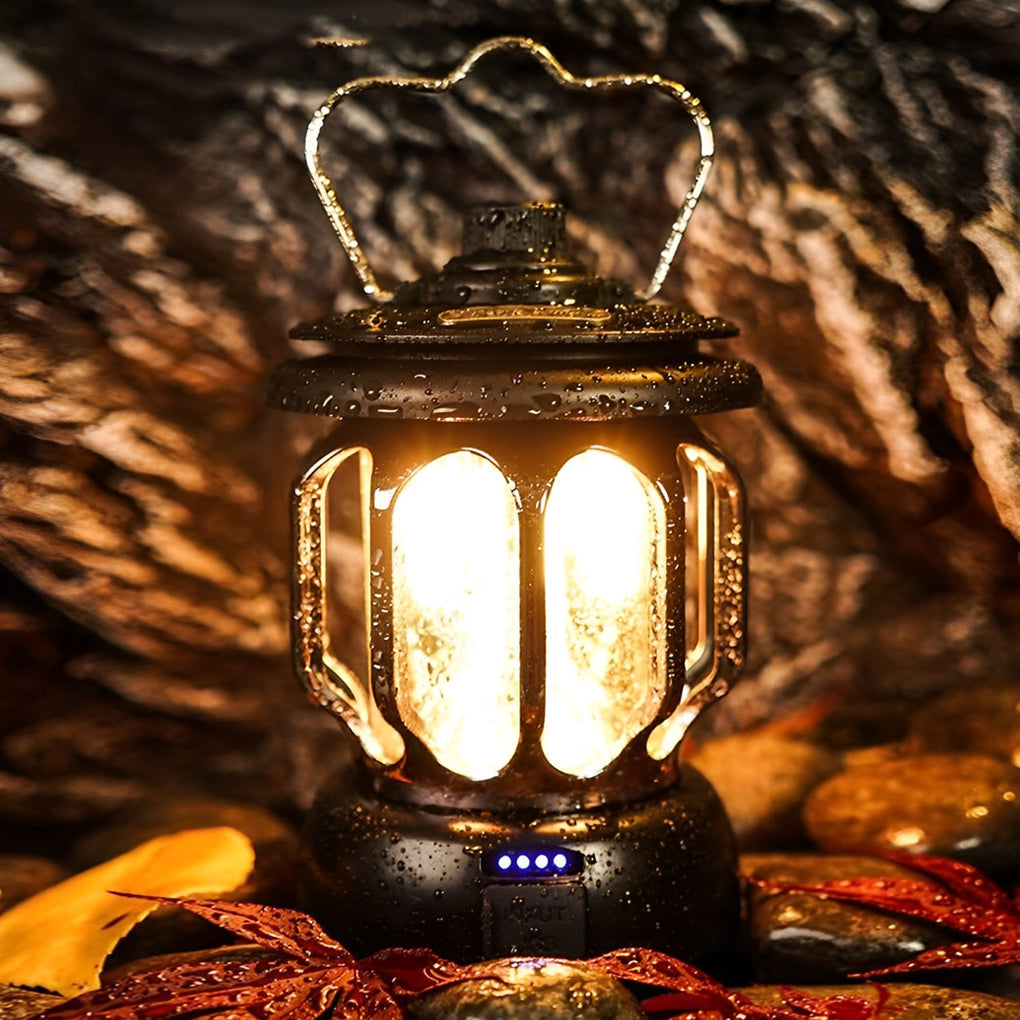 Retro Portable Outdoor Camping Lantern — ABS and Iron, Rechargeable LED, Type-C, 4W 150lm, 6"