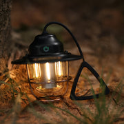 Retro Round LED Camping Lantern — Iron, ABS & PC, USB Rechargeable, 7 Lighting Modes, 2000mAh, Waterproof