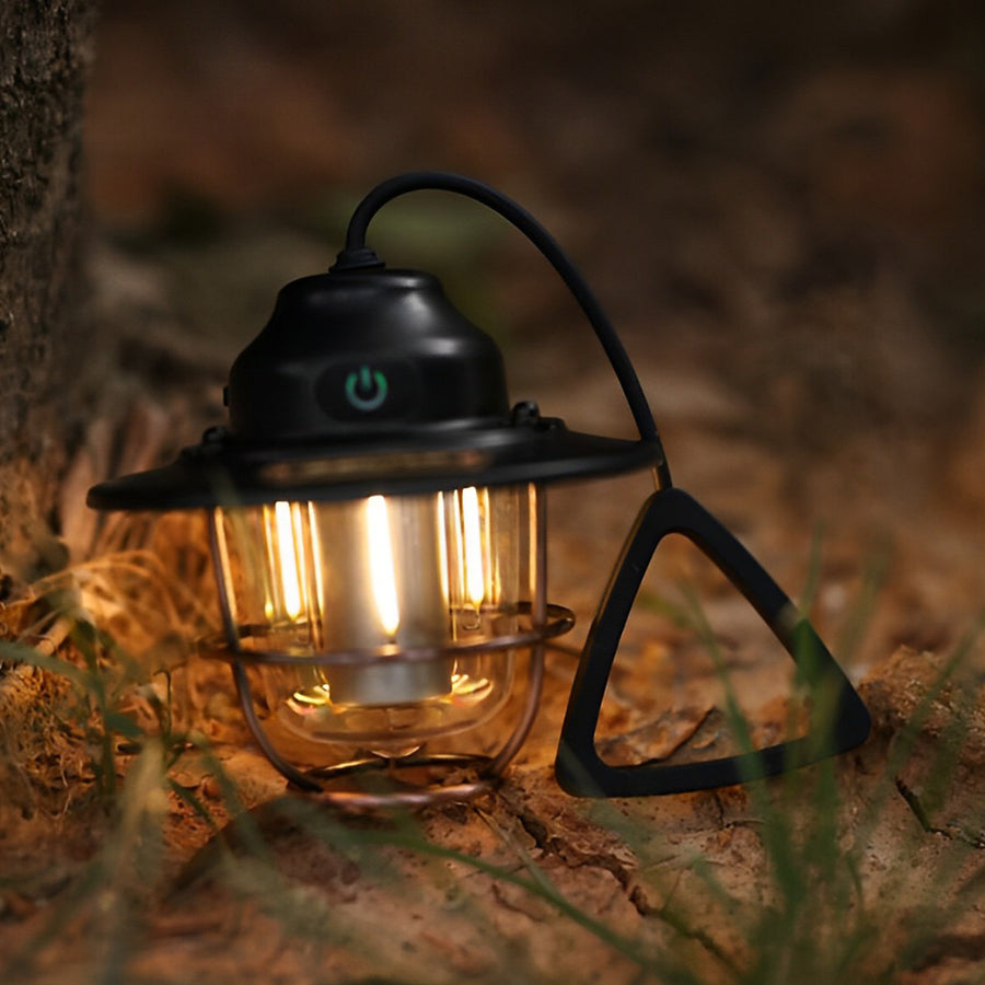 Retro Round LED Camping Lantern — Iron, ABS & PC, USB Rechargeable, 7 Lighting Modes, 2000mAh, Waterproof