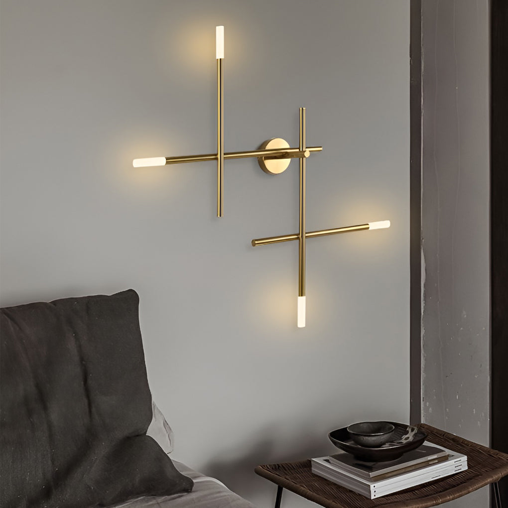Cross Linear Wall Sconce — Iron and Acrylic, LED, Black or Copper, 26"–39"