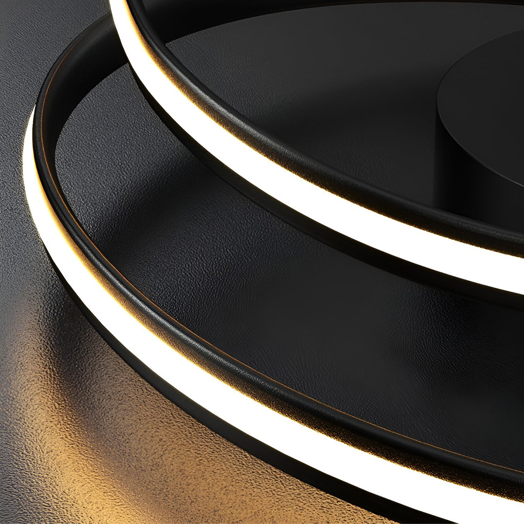 Modern Circular LED Flush-Mount Ceiling Light — Iron & Aluminum, 19.7" Diameter, Stepless Dimming with Remote Control