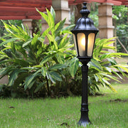 Black Outdoor Pathway Lamp Post — Die-Cast Aluminum and Glass, E27, 37" H, IP-Rated Weatherproof