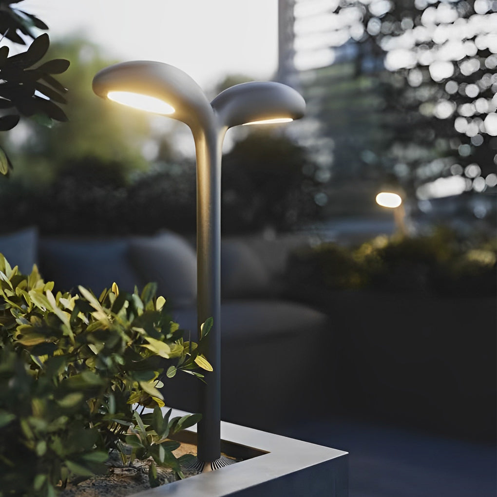 Bean-Sprout Grass LED Pathway Bollard Light — Black Aluminum, Warm White 3000K, 1-Light or 2-Light, 24" Height