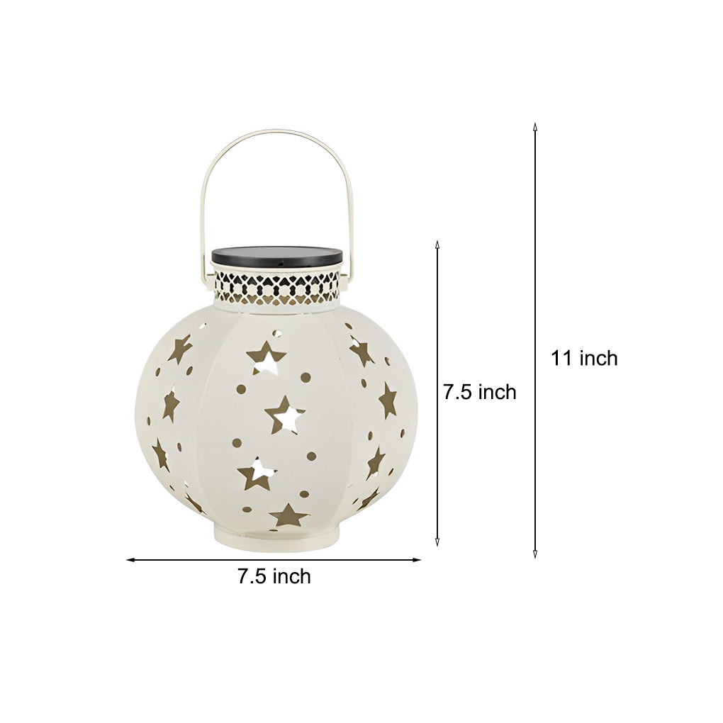 Star Projection Solar Outdoor Lantern — Iron, LED, Waterproof, 7.48" × 11"
