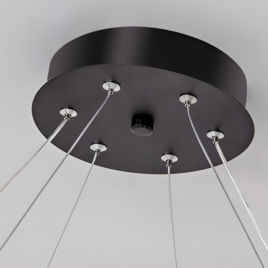 Minimalist Modern Chandelier — Aluminum, 98W LED, 3-Step Dimming (3000K/4500K/6000K), 24" Diameter