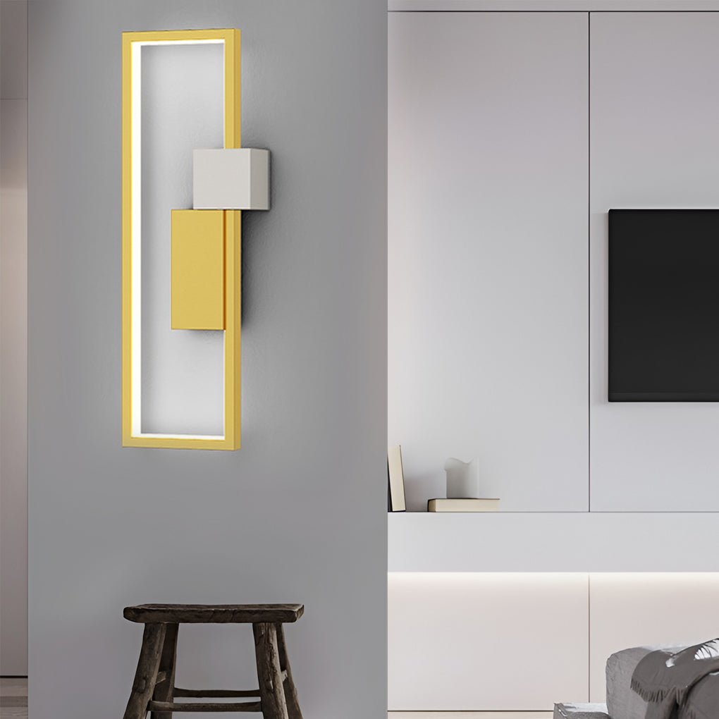 Rectangular Three-Step Dimming LED Wall Sconce — Iron & Aluminum, 3000K/6000K, Black or Gold