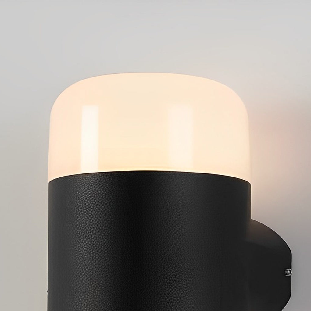 Modern Black Waterproof LED Outdoor Wall Lamp with Round Up and Down Lighting