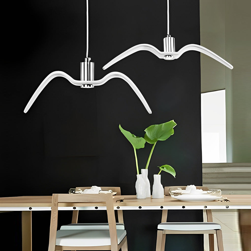 Seagull LED Chandelier — Ceramic and Chrome, Modern, Warm White 3000K
