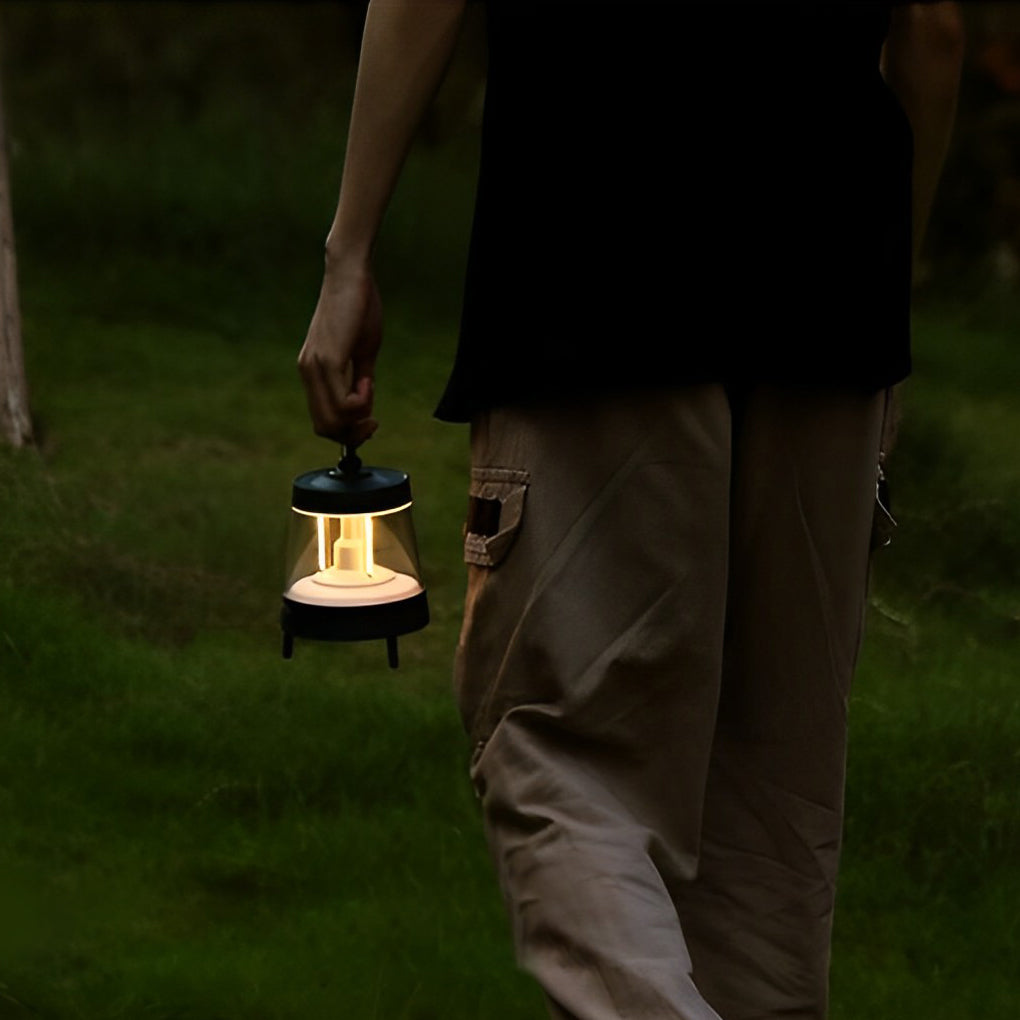 Forest Green Rechargeable Camping Lantern — ABS+PC, USB 5V, LED Dimmable, IP65 Waterproof, 15-Hour Battery, 5" × 7"