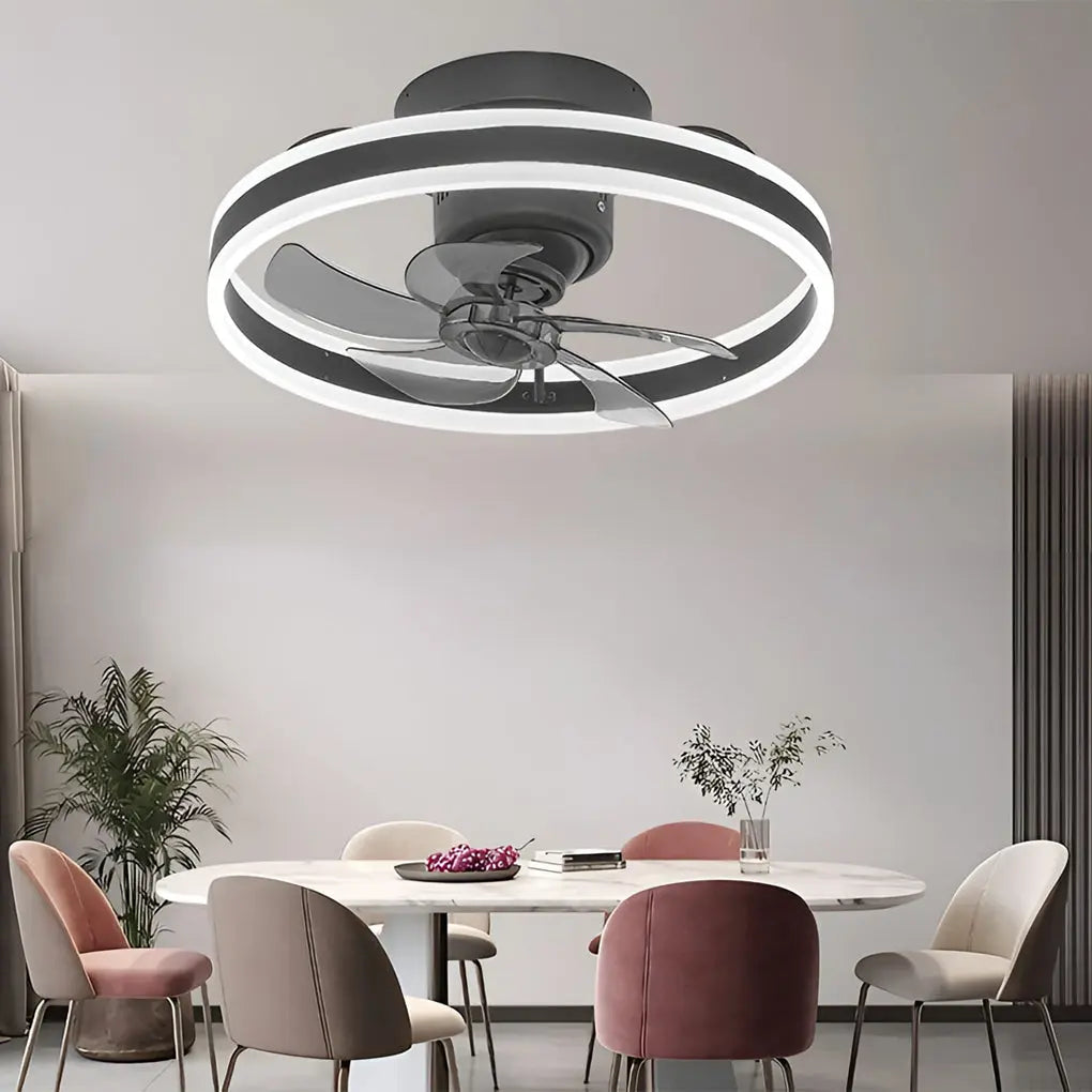 Modern Ceiling Fan Light with Round Design, Stepless Dimming, and 360° Rotation Luxe