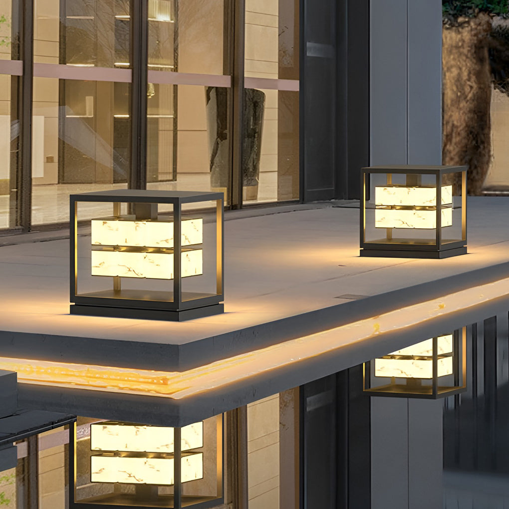 Modern Square Solar Deck Post Cap Light — Stainless Steel & PC, LED, IP65 Weatherproof, Warm White 3000K