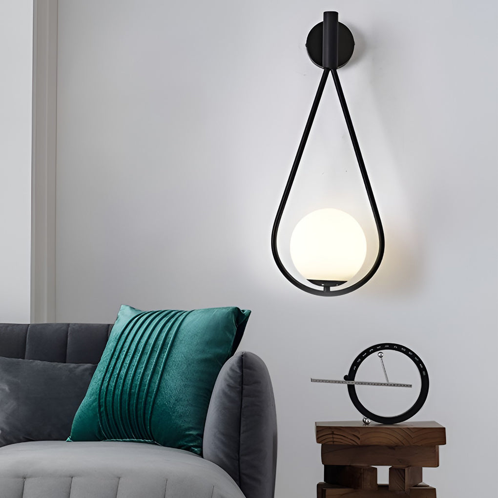 Waterdrop Wall Sconce — Iron and Glass, E27, 9" × 22", Black or Gold