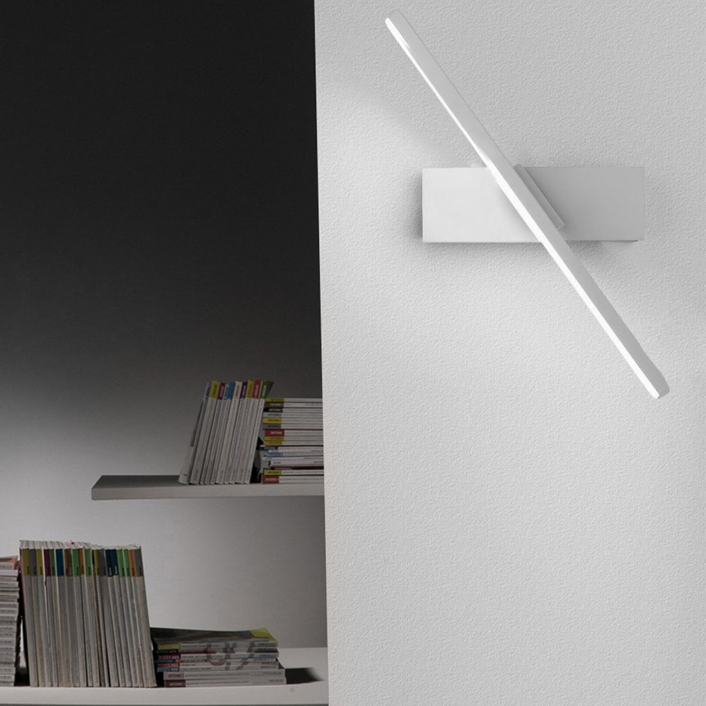 330° Rotatable Linear LED Wall Sconce — Aluminum & Iron, Black or White, 12" or 20"
