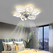 Modern Ceiling Fan Light with Flower Smart Silent Stepless Dimming LED Luxe