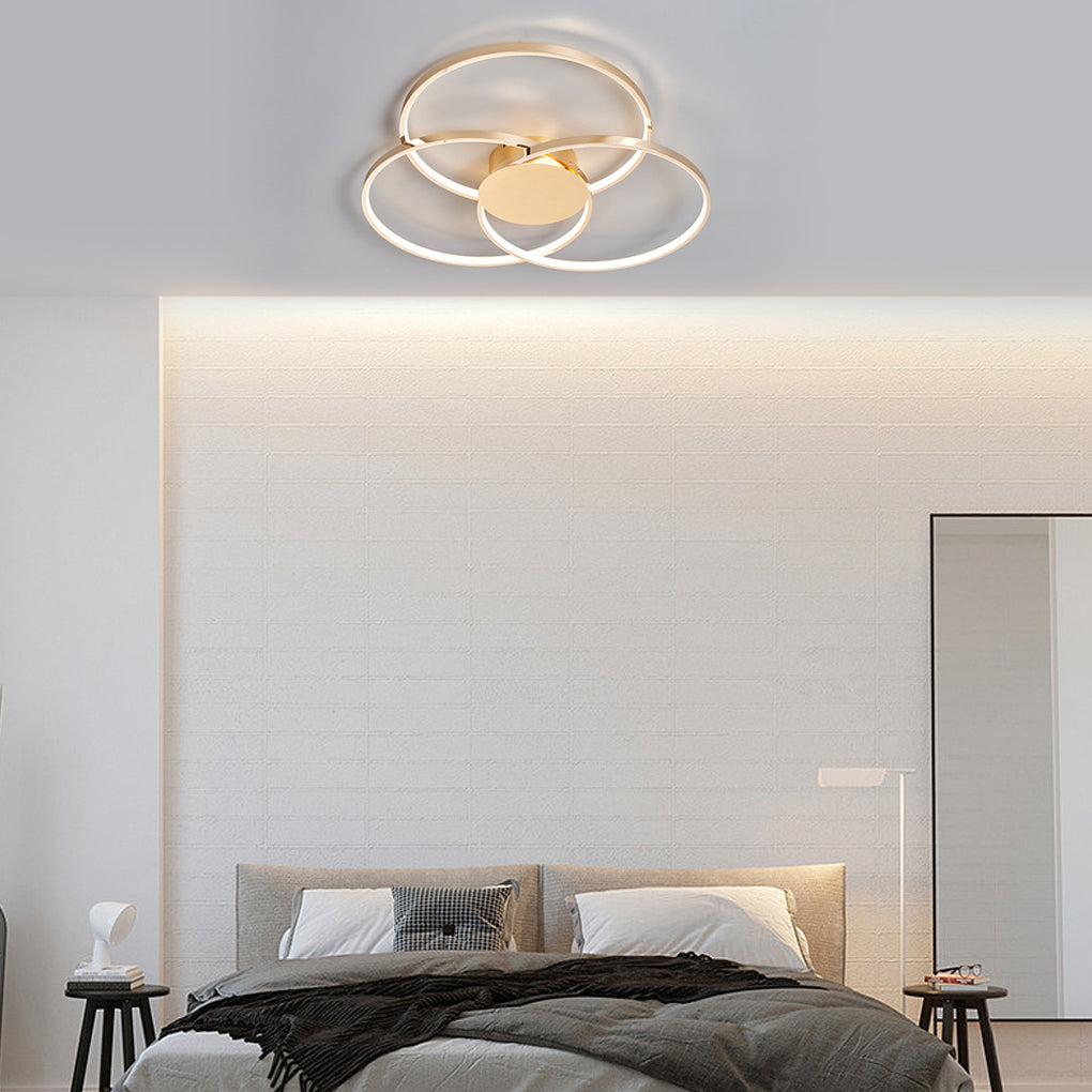 Three-Ring LED Flush Mount — Electroplated Metal, Stepless Dimming, Remote Control, 18.9" or 29.9"