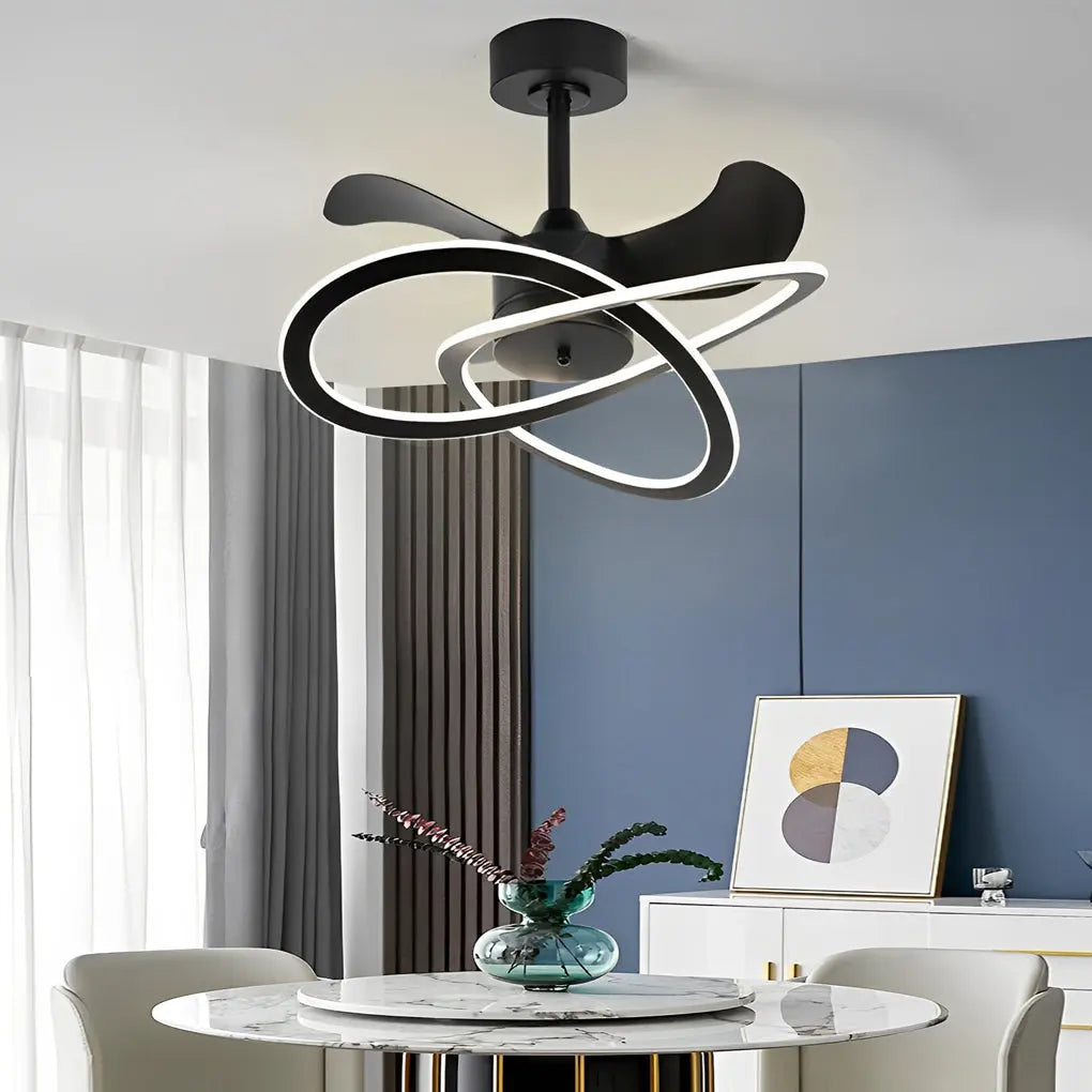 Nordic Bladeless Ceiling Fans with Waves Flower LED, Mute Function, and Creative Timing Luxe