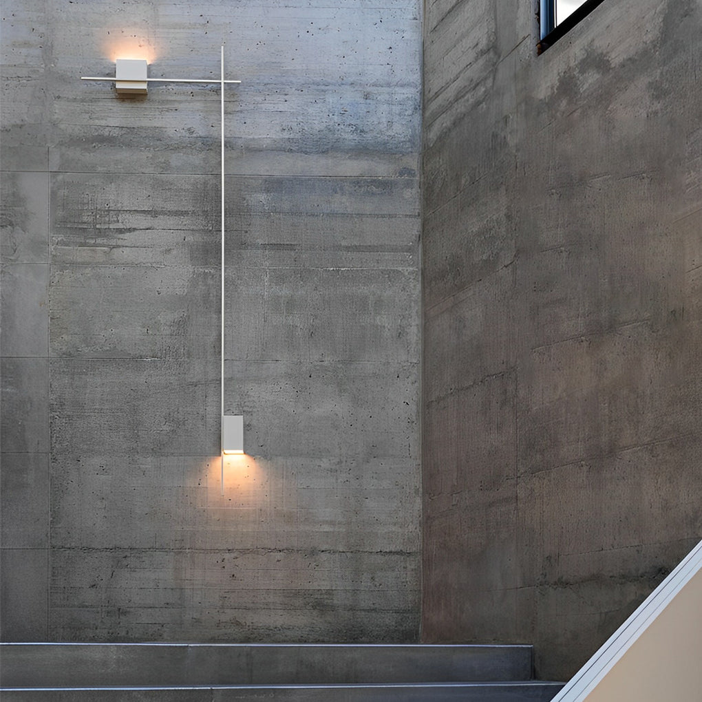 Square Strip Linear Wall Sconce — Iron, LED 10W, Three-Step Dimming (3000K/4500K/6000K), Black or White