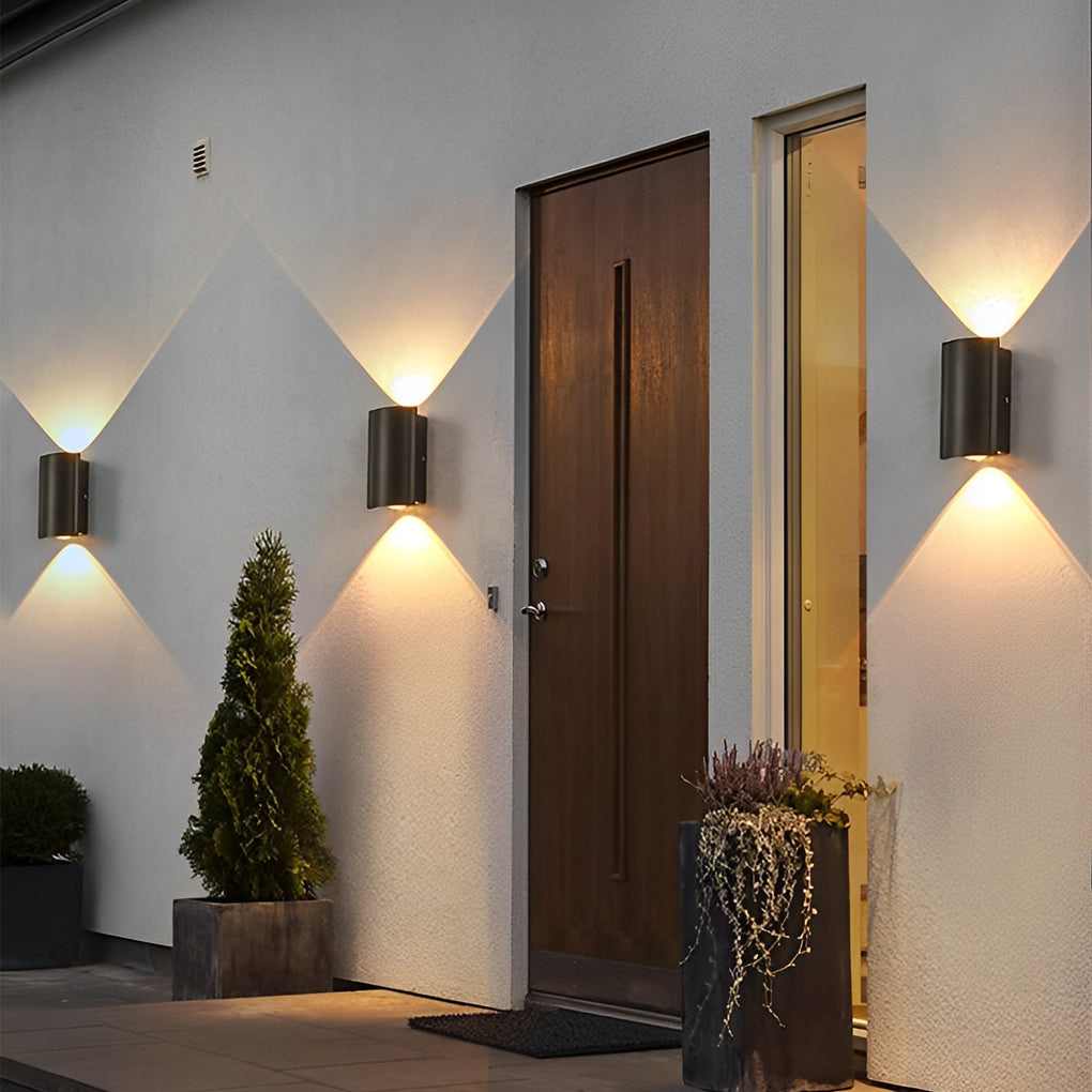 Modern Up/Down Wave Outdoor Wall Washer — Aluminum, LED, 2W–8W, 2- to 8-Light, IP Weatherproof