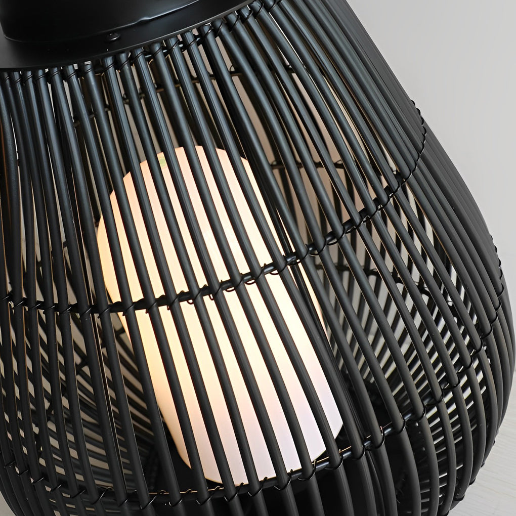 Woven Portable Outdoor Lantern — Black Iron, E27, 13" × 16"