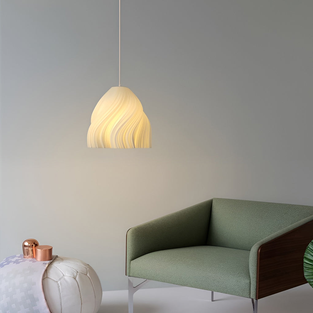 3D-Printed Resin Pendant Light — 16W, 3000K Warm White, Adjustable 78.7" Cord