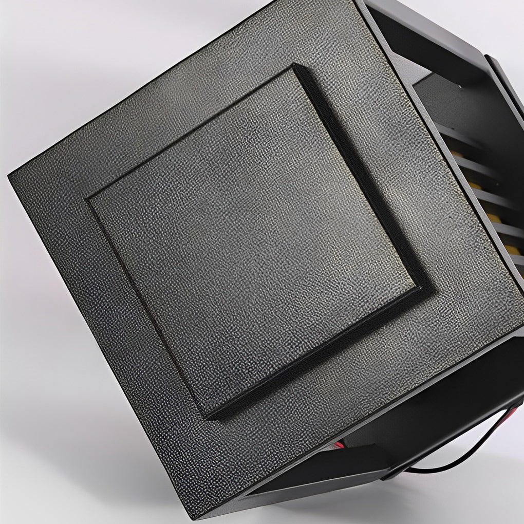 Modern Cage Bollard Pathway Light — Black Galvanized Steel, Imitation Marble Finish, LED 3000K, IP65