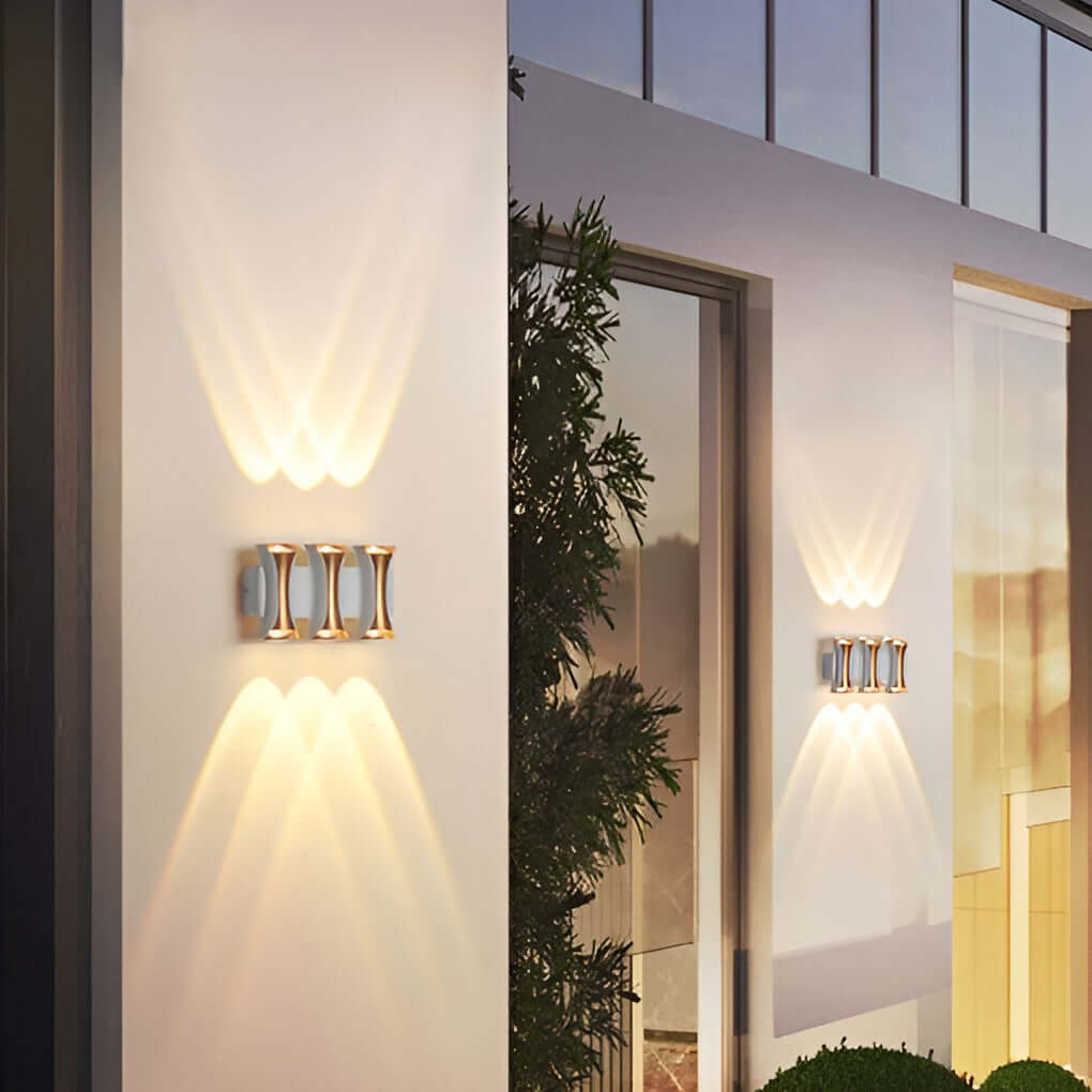 Modern Up/Down Outdoor Wall Sconce — Die-Cast Aluminum & Glass, LED, IP54, 4-Light / 6-Light / 8-Light