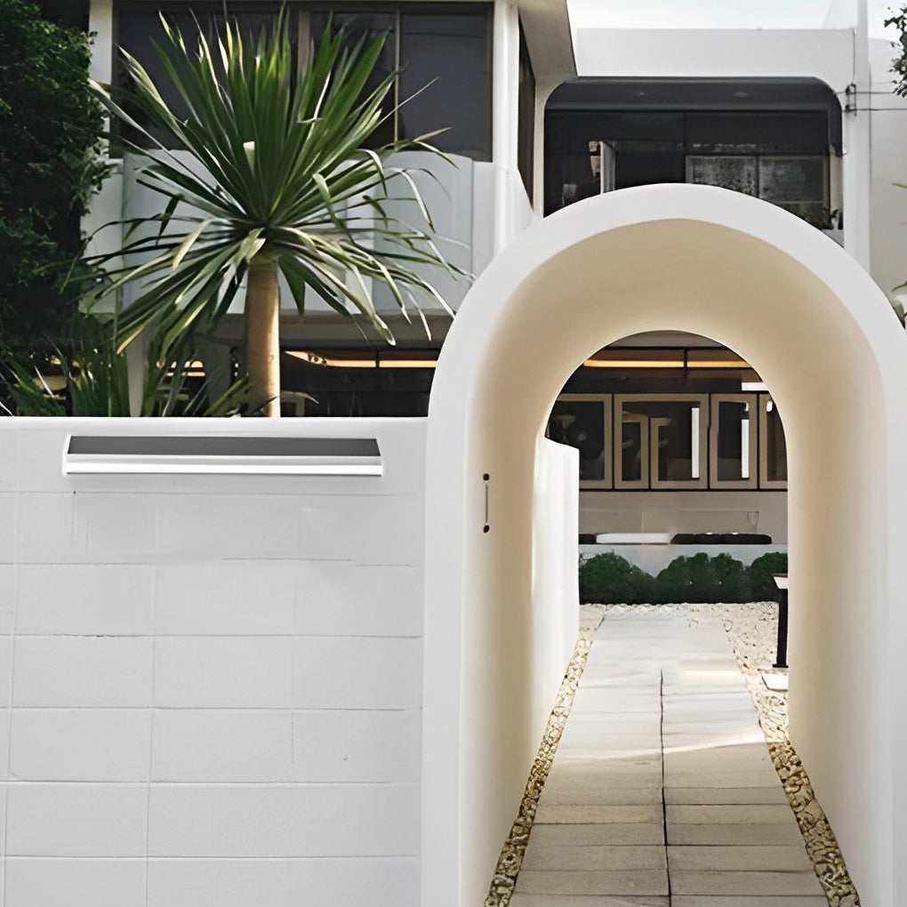 Modern Rectangular Solar Wall Sconce — Aluminum, Adjustable LED Signboard, IP65, 90° Rotatable
