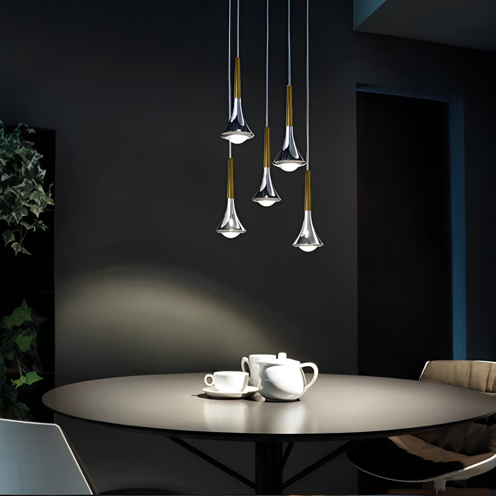 Raindrop Mini Pendant Light — Metal, 1-Light LED 5W, 3.35" W, Black / Gold / Chrome