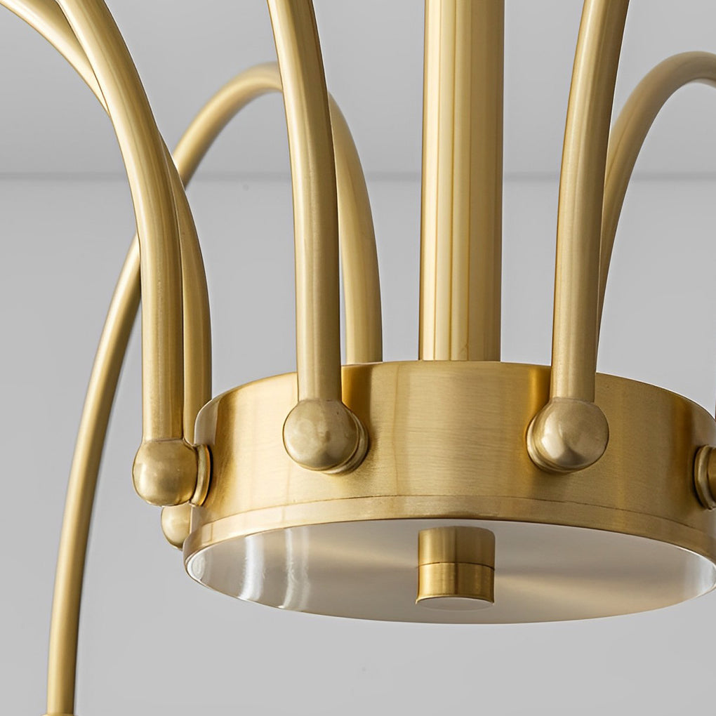 Postmodern Crystal Chandelier — Copper Arms, K9 Crystal Shade, 4 to 10-Light, E27