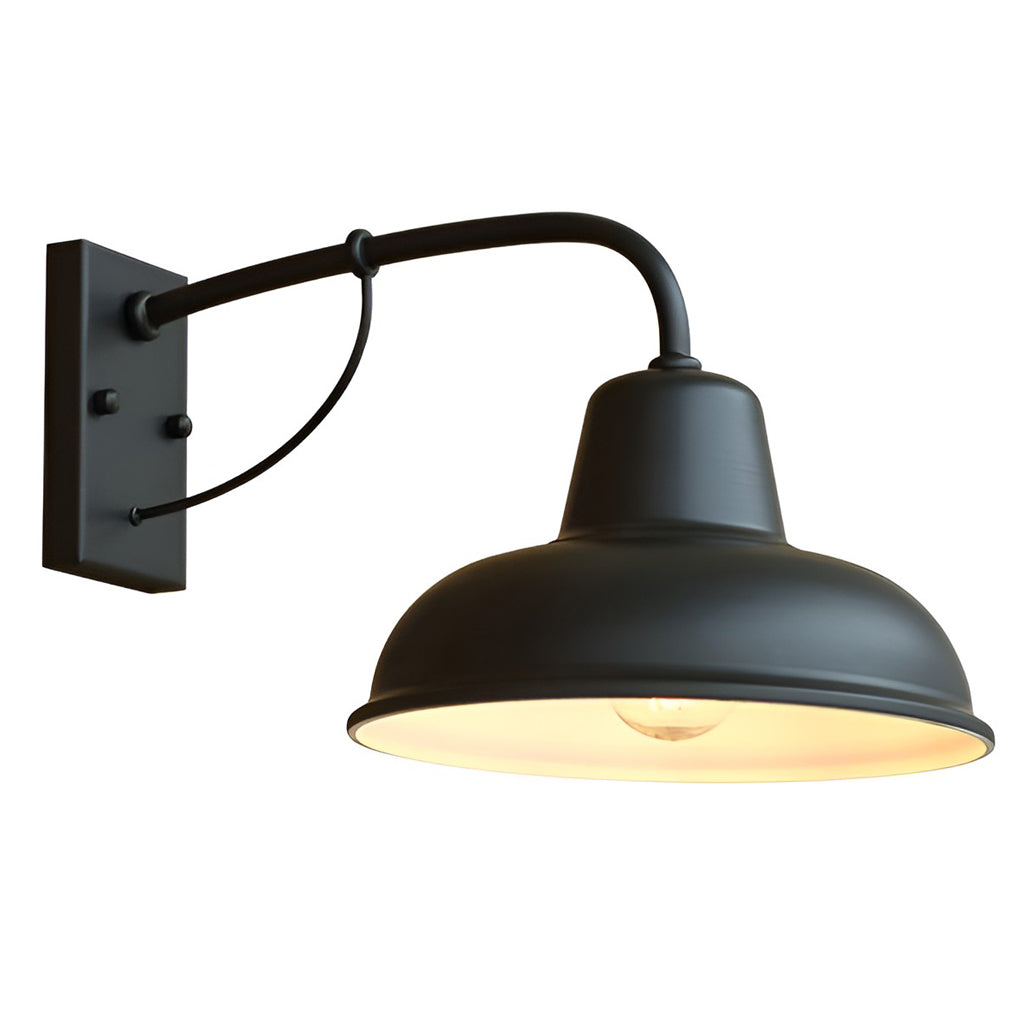Vintage Trumpet Outdoor Wall Sconce — Black Iron, E27, LED Waterproof