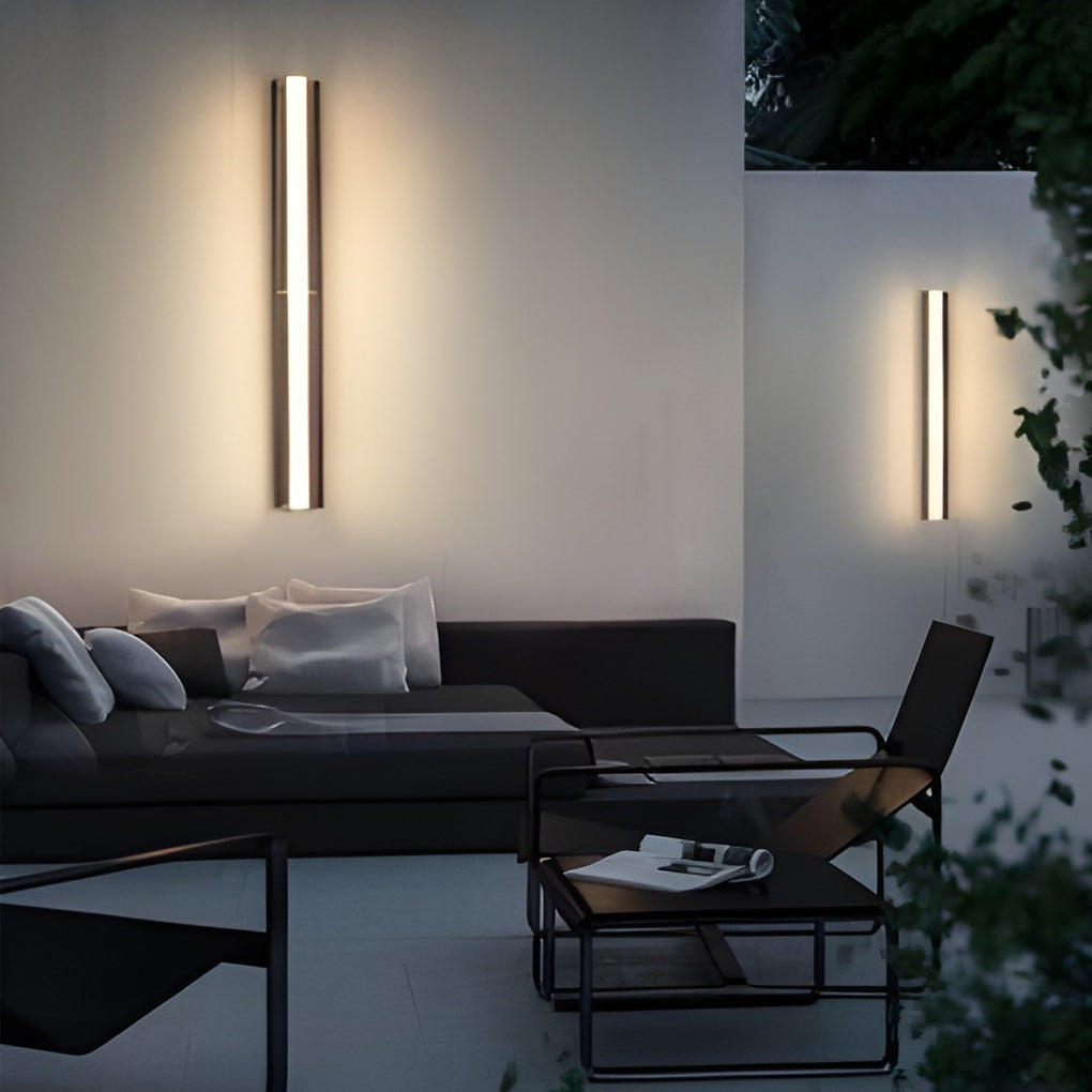 Linear Solar Outdoor Wall Sconce — Black ABS with Acrylic Diffuser, LED, IP65 Weatherproof