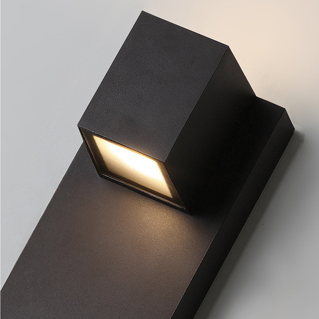 Modern Square Up/Down Outdoor Wall Sconce — Black Aluminum, 10W LED x2, IP-Rated Waterproof