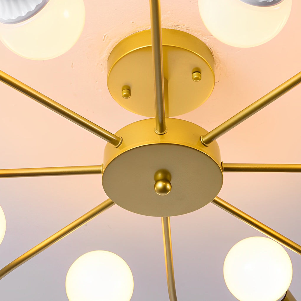 Flower Semi Flush-Mount Ceiling Light — Iron, 33.1" Diameter, Black or Gold Finish