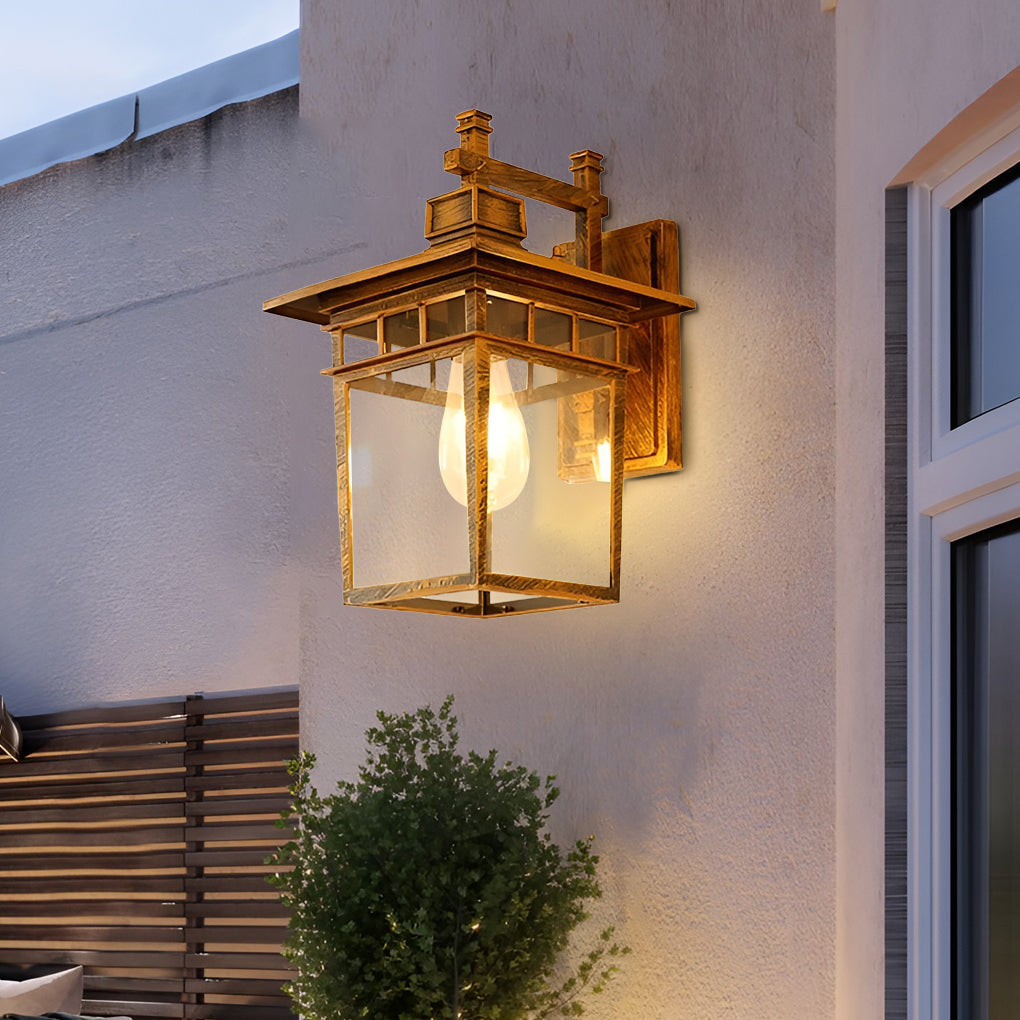 Retro Outdoor Wall Sconce — Die-Cast Aluminum with Glass Shade, E27, Waterproof, Bulb Not Included
